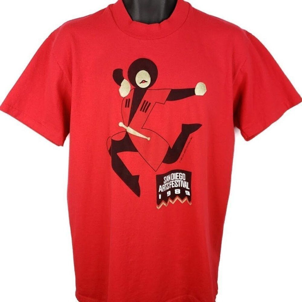 San Diego Arts Festival T Shirt Vintage 80s 1989 Soviet Union Russian Art Large